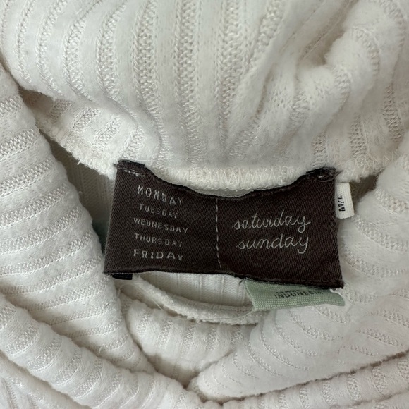 Saturday Sunday Anthropologie White Ribbed Cowl Neck Sweater - Picture 3 of 4